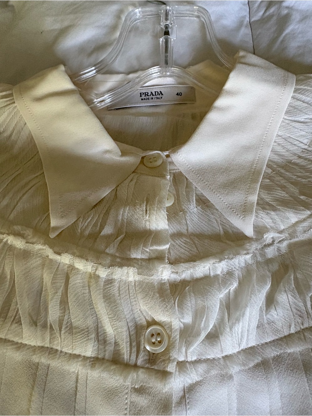 Prada Ivory Crepe de Chine Blouse